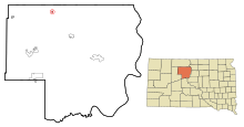 Dewey County South Dakota Incorporated ve Unincorporated alanları Timber Lake Highlighted.svg