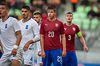 Dimitris Nikolaou & Adam Hložek, U21 CZE-GRE 2019-10-10.jpg