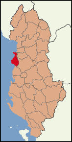 Poziția localității Districtul Durrës