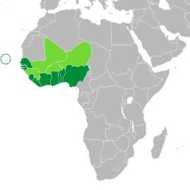 Stati membri dell'ECOWAS: in verde chiaro quelli sospesi.