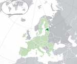 Kaart met Estland in Europa