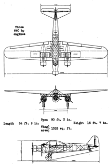 Fokker F.XX 3-view drawing from NACA-AC-187 Fokker F.XX 3-view NACA-AC-187.png