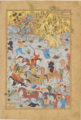 Нападение бандитов на караван Айни и Рии, "Хафт Ауранг" Джами, лист 64, 1556-65, Галерея Фрир.