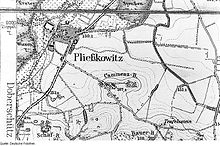 Pließkowitz auf einem Messtischblatt von 1906. Die Siedlung an der Bautzener Landstraße ist noch nicht ausgebaut.