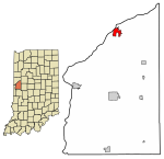 Location of Attica in Fountain County, Indiana.