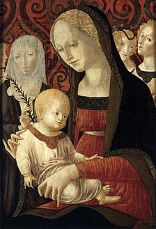 „Мадона с младенеца, св. Екатерина и ангели“ (1490, Мадрид, Музей Тисен-Борнемиса)