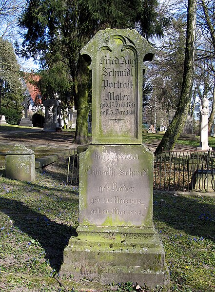 File:Friedrich August Schmidt 1796-1866 Porzellan- und Porträtmaler, Lithograf, Grabstein in Celle, Hehlentorfriedhof östlicher Teil.jpg