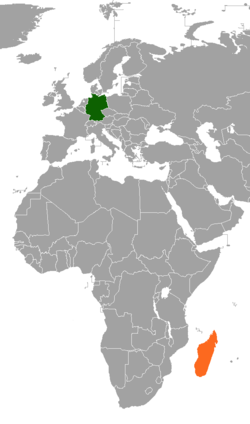 Map indicating locations of Germany and Madagascar