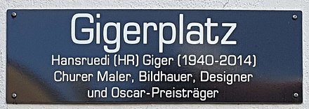 Street name sign in Chur, Switzerland