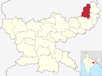 मानचित्र जिसमें गोड्डा ज़िला ᱜᱟᱰᱰᱟ ᱦᱚᱱᱚᱛ Godda district हाइलाइटेड है