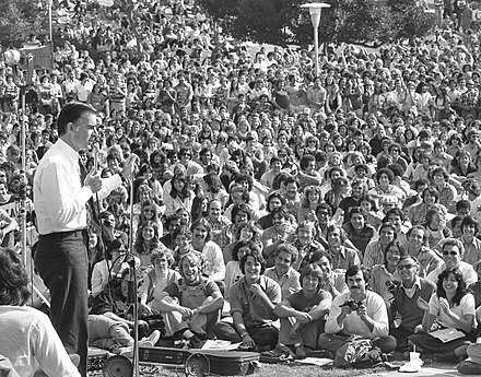 Brown speaking at a re-election rally in 1978.