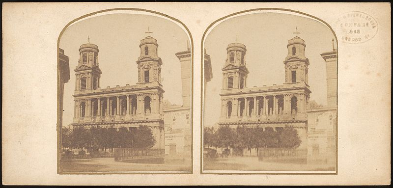 File:Group of 17 Early Calotype Stereograph Views - Église Saint-Sulpice 1.jpg
