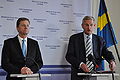 Guido Westerwelle and Carl Bildt, at press briefing in the foreign ministry in Stockholm, Sweden