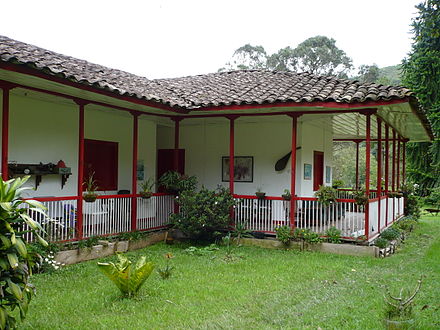 Traditional countryside home in the coffee growing area. Colombia