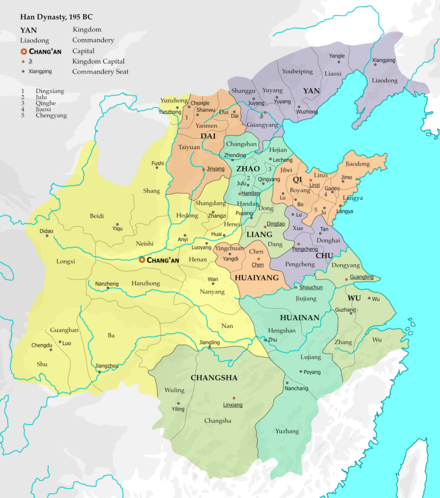Kingdoms of the Han dynasty in 195 BC