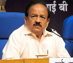 Harsh Vardhan addressing a press conference on the four years achievements of the Ministry of Science & Technology and Ministry of Earth Sciences, in New Delhi.JPG