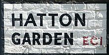 Painted road sign Hatton Garden Road Sign.jpg