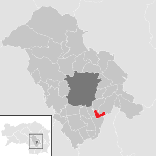 Lage der Gemeinde Hausmannstätten im Bezirk Graz-Umgebung (anklickbare Karte)