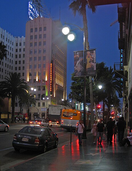 File:Hollywood Boulevard at night.jpg