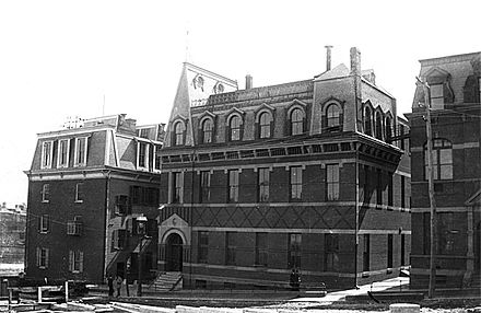 Hopkins Hall circa 1885, on the original downtown Baltimore campus