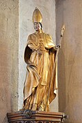 Houchin, église St Omer, statue en bois doré de St Omer