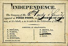 An 1825 invitation to an Independence Day celebration InvitationIndependenceDayGreenwichCT06201825.jpg