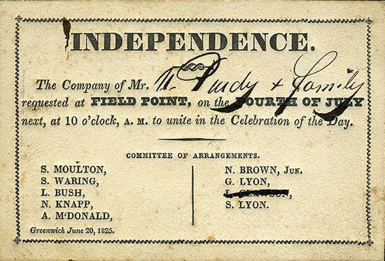 An 1825 invitation to an Independence Day celebration