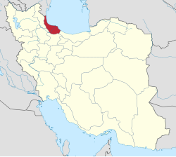 Location of Gilan province in Iran