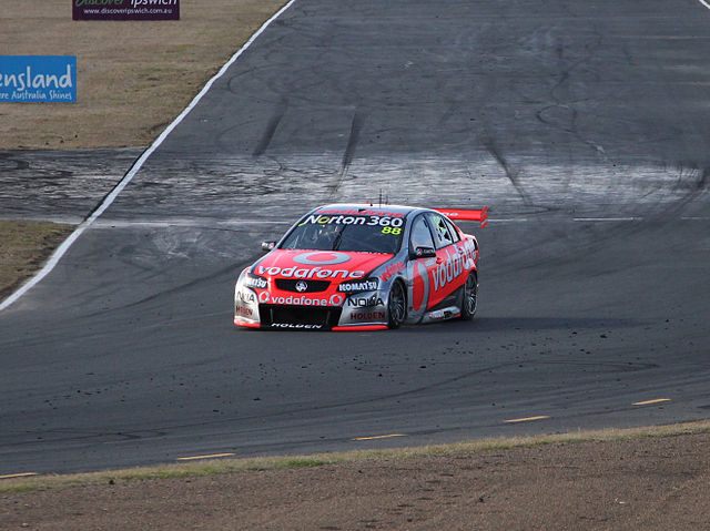The Holden VE Commodore of Jamie Whincup at Queensland Raceway.