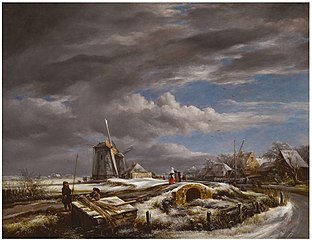 Winter Landscape with Two Windmills and Thatch-cutters