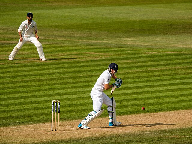 Buttler batting against India on Test debut in Southampton (2014).