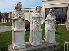 Statues depicting the seasons summer, winter and autumn (from left to right) at the Kocaeli Museum