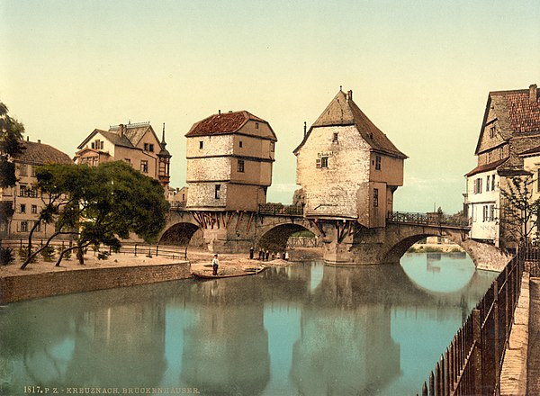 The Old Nahe Bridge in Bad Kreuznach, 1900