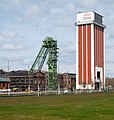 ]] English: Friedrich Heinrich Coal Mine, shafts 1 & 2, during the 2020 North Rhine-Westphalian horticultural show ("Landesgartenschau") in Kamp-Lintfort (North Rhine-Westphalia, Germany) – winding towers and mine park