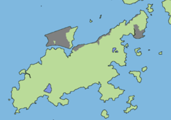 Map showing the reclaimed land of Lantau Island, Lam Chau and Chek Lap Kok.