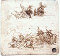Študija bitke na konju in preš, Leonardo