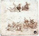 Tanulmány csatához (tinta, papír, 1503-1504 körül), Gallerie dell'Accademia, Velence