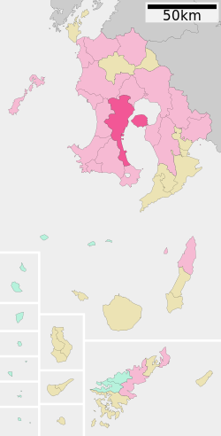 Lage von Kagoshima in der Präfektur Kagoshima