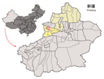 Location of Yining County within Xinjiang (China).png