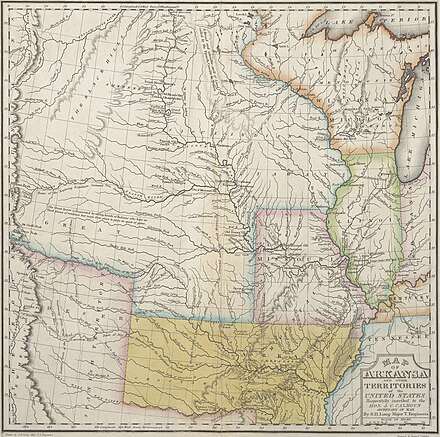 Geographical, Statistical and Historical Map of Arkansas Territory, after Stephen Harriman Long, 1822