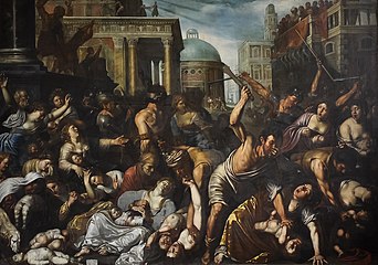 Le Massacre des Innocents de Louis Finson (1615), collégiale Sainte-Begge d'Andenne, Belgique.