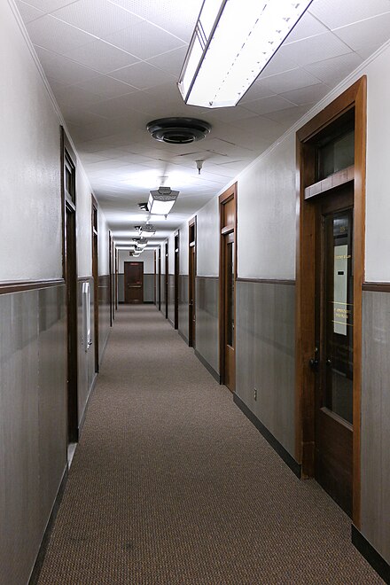 A hallway in Luhrs Tower, a 1929 office building in Downtown Phoenix, Arizona
