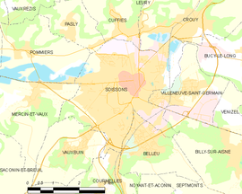 Mapa obce Soissons