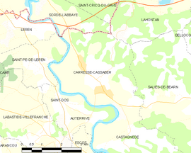 Mapa obce Carresse-Cassaber