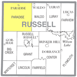 Lokasi Paradise Township di Russell County