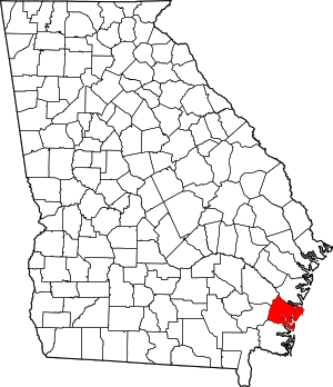 Карта штата Джорджия с выделением округа Глинн 
