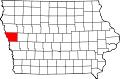 Округ Монона на карте штата.