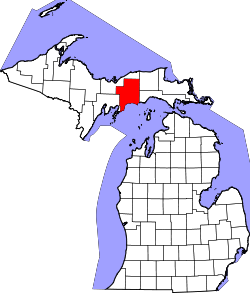 Karte von Schoolcraft County innerhalb von Michigan