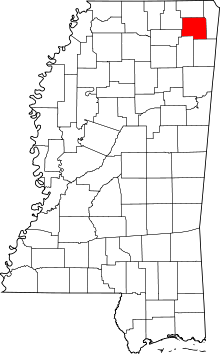 Harta e Prentiss County në Mississippi