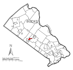 Location of New Britain in Bucks County
